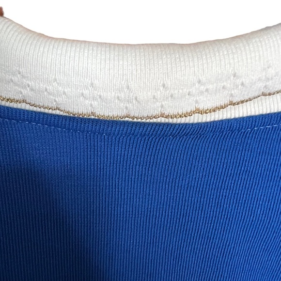 Vintage Koret 80s 90s Cottagecore Embroidered Blue and white collared sweater - Picture 10 of 13